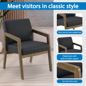 Park City Finish Visitor's Chair with Memory Foam Seat, Black Faux Leather Upholstery