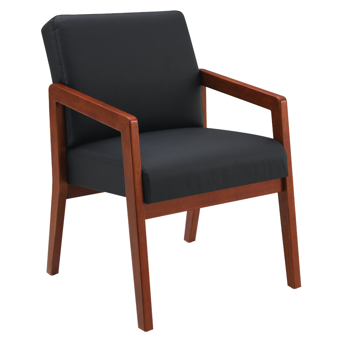 Cherry Finish Visitor's Chair with Memory Foam Seat, Silver Ion Technology Dillon Fabric Upholstery