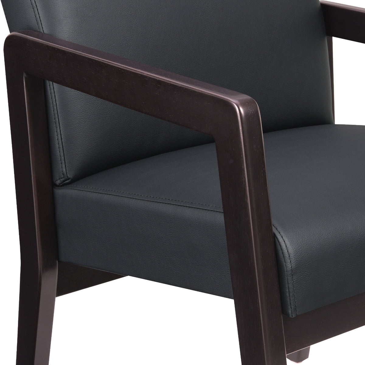 Espresso Finish Visitor's Chair with Memory Foam Seat, Silver Ion Technology Dillon Fabric Upholstery