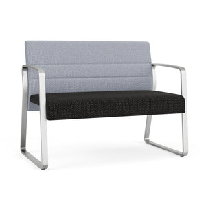 Waterfall Collection Reception Seating, Loveseat, Sled Base, 550 lb. Capacity, Designer Fabric Upholstery, FREE SHIPPING