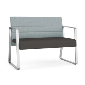 Waterfall Collection Reception Seating, Loveseat, Sled Base, 550 lb. Capacity, Healthcare Vinyl Upholstery, FREE SHIPPING