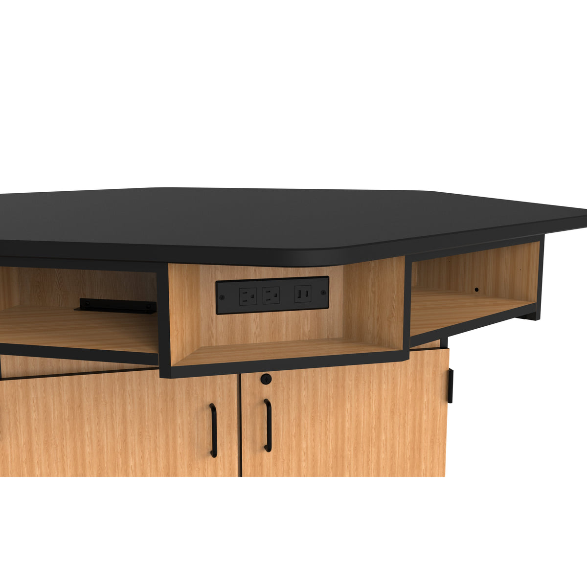 Hexagon 6-Person Science Workstation, Chem-Res Top, Book Boxes, Power Strips