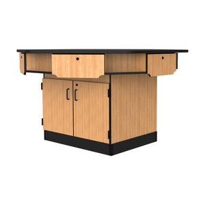 Hexagon 6-Person Science Workstation, Phenolic Top, Drawers