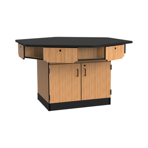 Hexagon 6-Person Science Workstation, Phenolic Top, Drawers