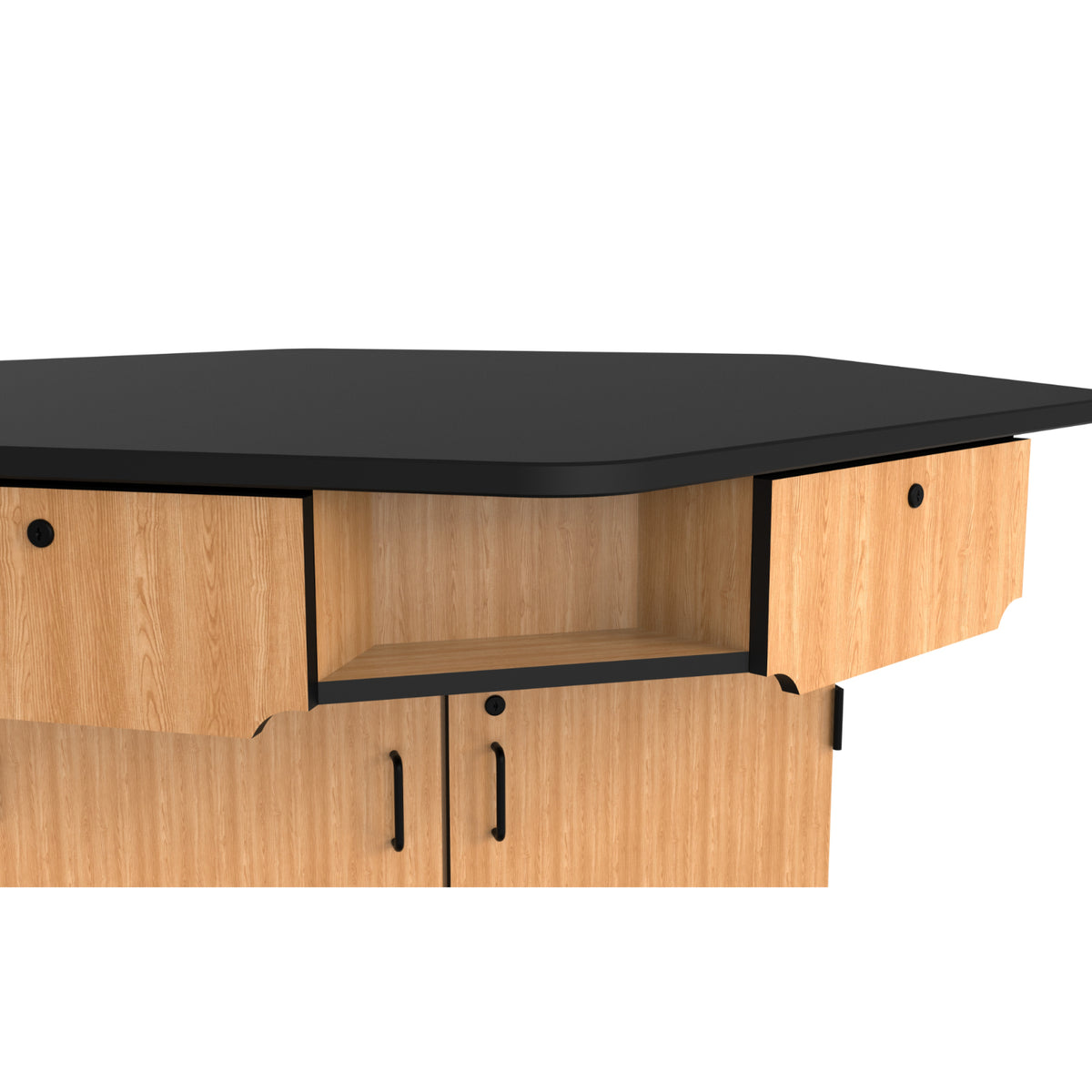 Hexagon 6-Person Science Workstation, Phenolic Top, Drawers