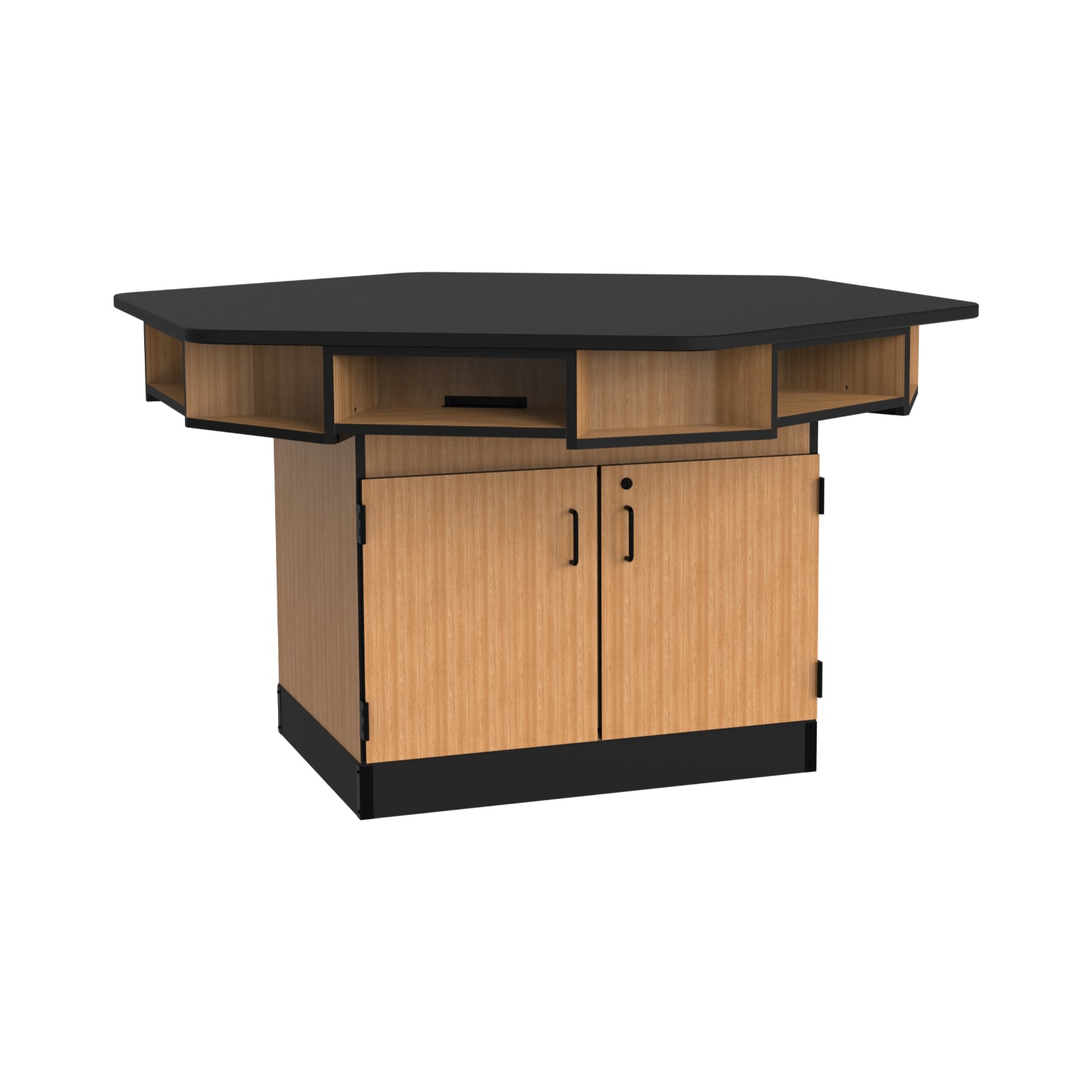 Hexagon 6-Person Science Workstation, Phenolic Top, Book Boxes