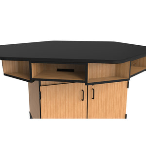 Hexagon 6-Person Science Workstation, Phenolic Top, Book Boxes