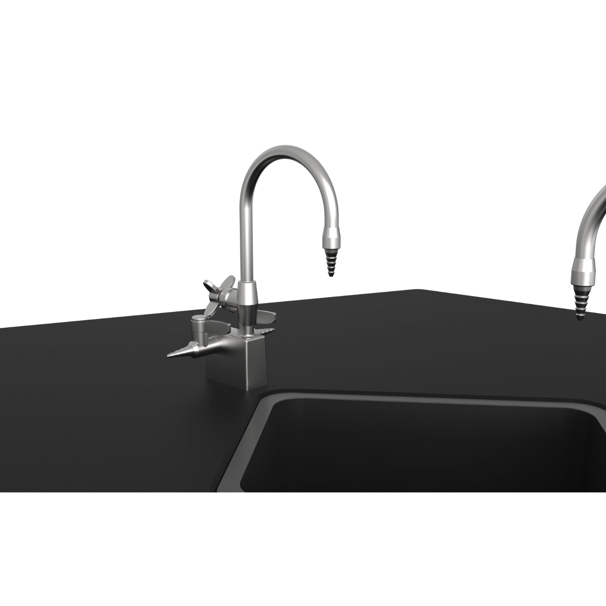 Hexagon 6-Person Science Workstation, Phenolic Top, Drawers, Epoxy Sink and Gas Fixtures