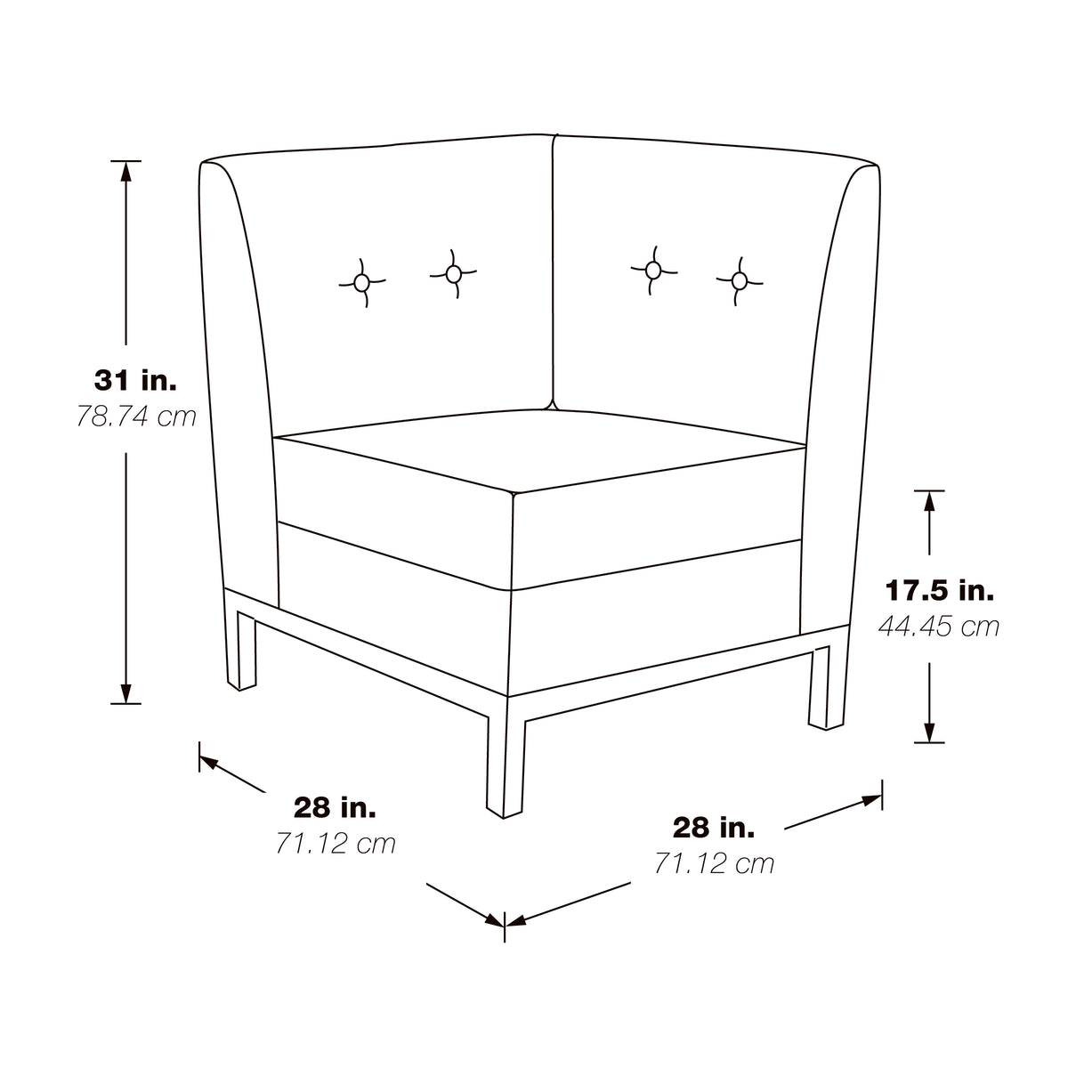 Wall Street Corner Chair with Chrome Base