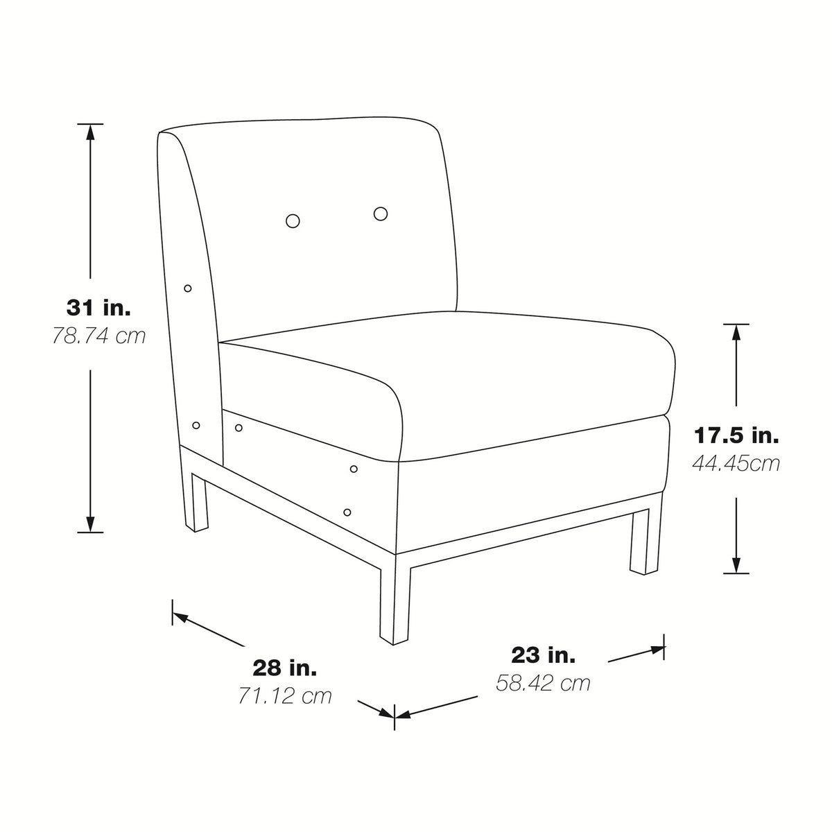 Wall Street Armless Chair with Chrome Base