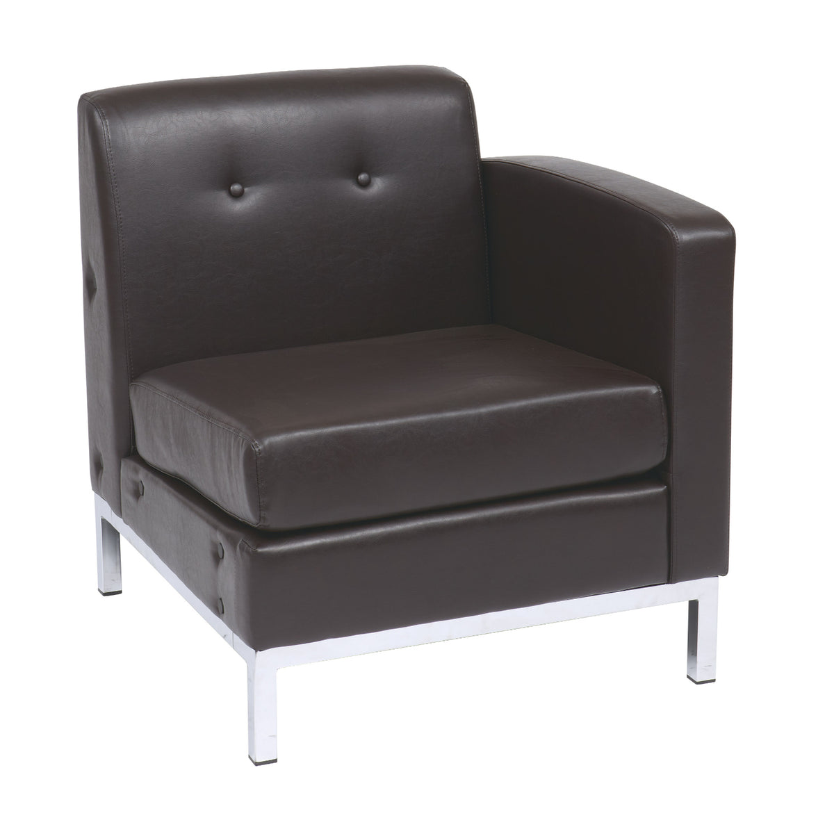 Wall Street Right Facing Armchair with Chrome Base