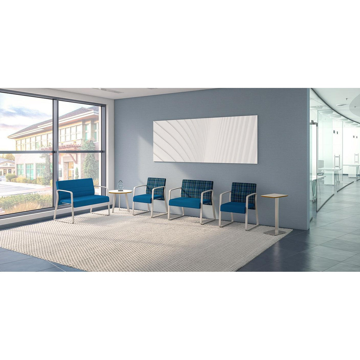 Waterfall Collection Reception Seating, 3-Seat Bench, Leg Base, Standard Vinyl Upholstery, FREE SHIPPING