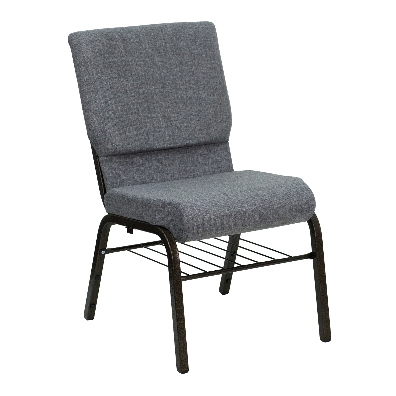 Nextgen 21" W Stacking Church Chair with 4" Thick Waterfall Seat, Ganging Brackets and Book Rack, 800 lb Weight Capacity