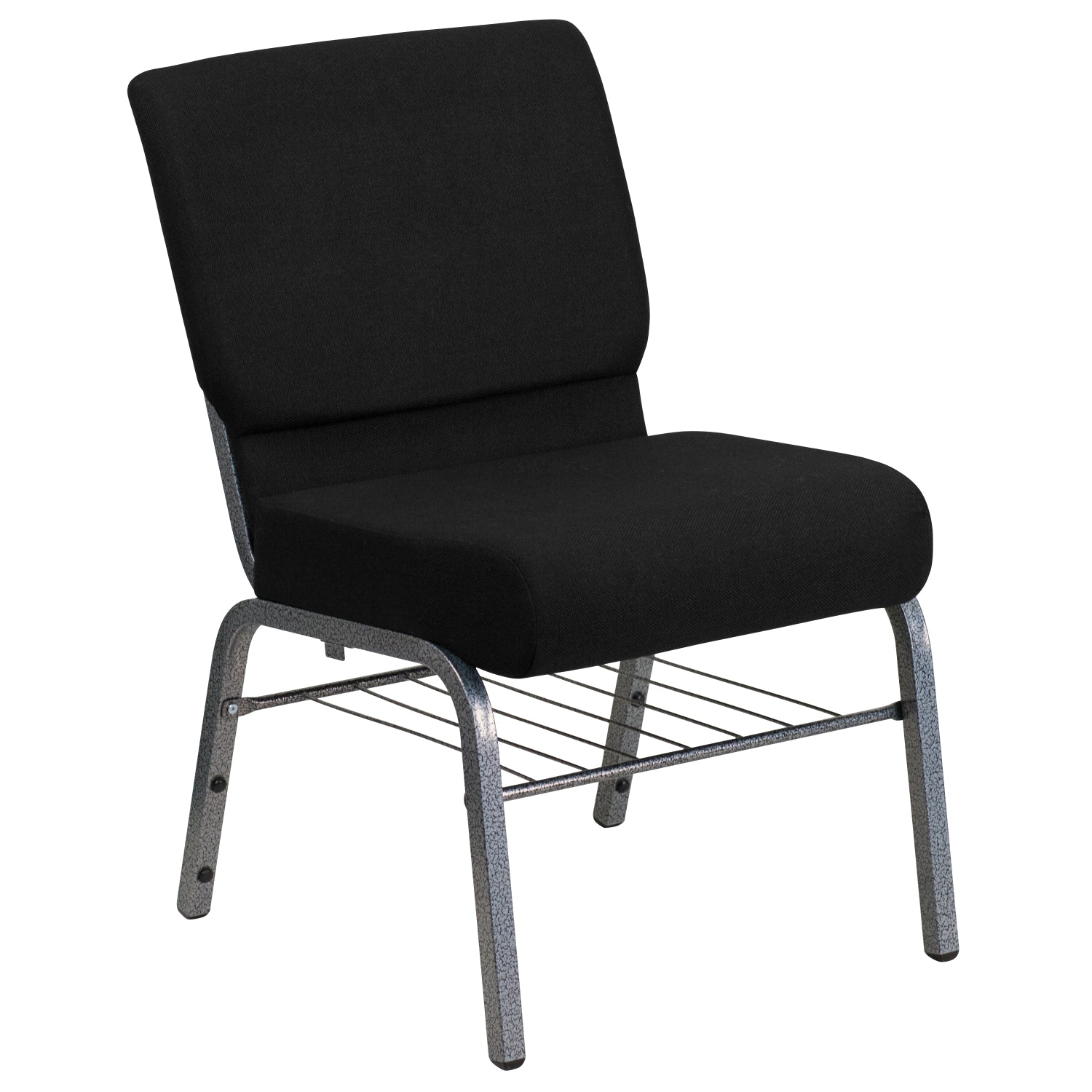 Nextgen 21" W Church Chair with 4"-Thick Seat, Silver Vein Frame, Ganging Brackets and Book Rack, 800 lb Weight Capacity