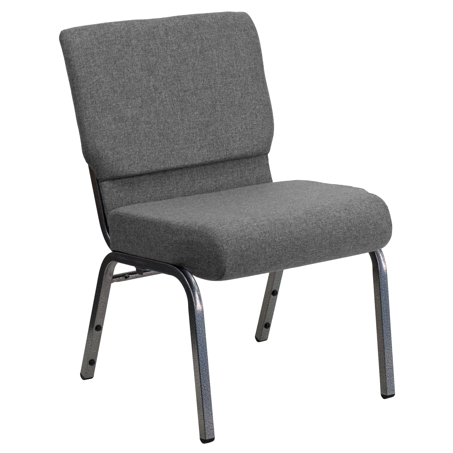 Nextgen 21" W Stacking Church Chair with 4"-Thick Seat, Silver Vein Frame, Ganging Brackets and Book Pouch, 800 lb Weight Capacity