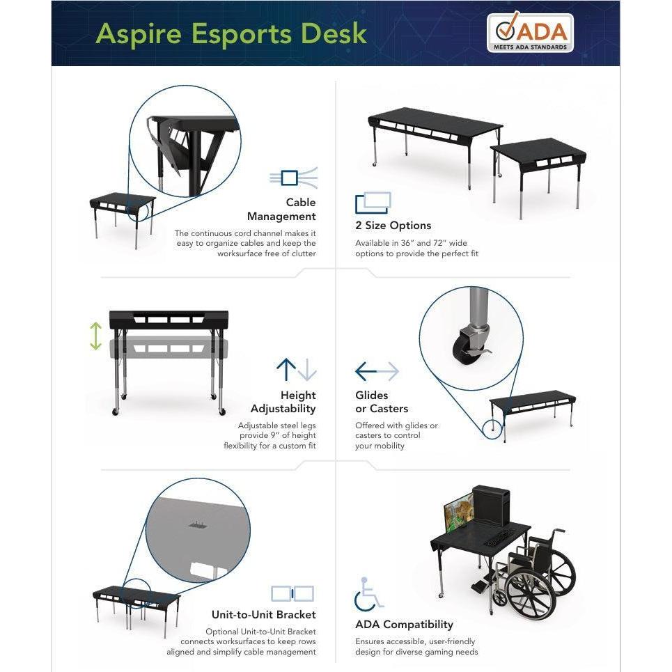 Aspire Esports Desk with Casters, 72" W, FREE SHIPPING