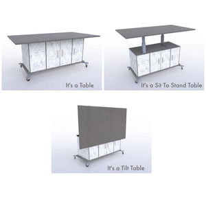 CEF Limber Height Adjustable Tilting Table with HPL Dry Erase Top