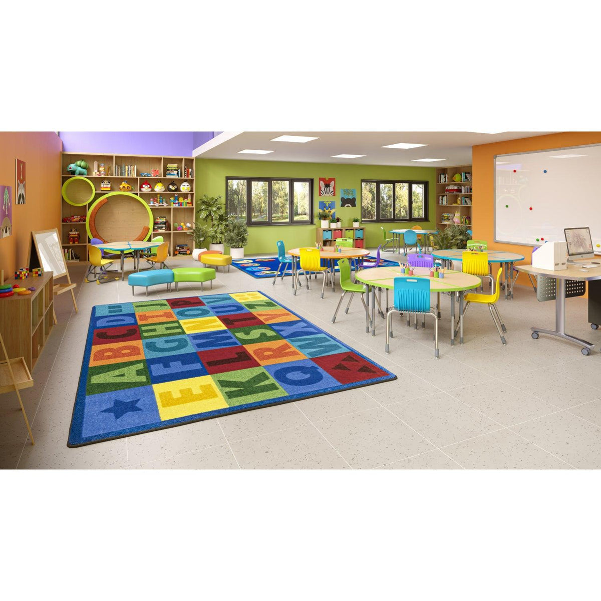 Joy Carpets Colorful Learning Rug, 7'8" x 10'9" Rectangle