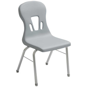 Classic Comfort 4-Leg Stacking Chair, 17.5" Seat Height, Chrome Frame, Gray Seat - QUICK SHIP