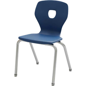 Silhoflex Stacking Chair, 18" Seat Height, Chrome Frame, Navy Seat - QUICK SHIP