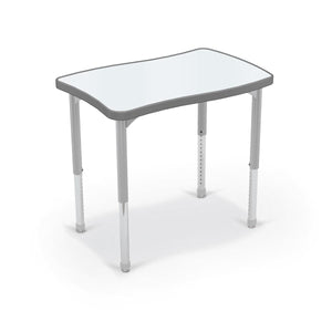 Hierarchy Creator Desk + Porcelain Steel Dry Erase Whiteboard Top, Wavy Rectangle, 32.1" W x 21.4" D, LIFETIME WARRANTY