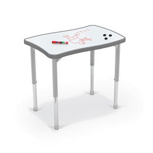 Hierarchy Creator Desk + Porcelain Steel Dry Erase Whiteboard Top, Wavy Rectangle, 32.1" W x 21.4" D, LIFETIME WARRANTY