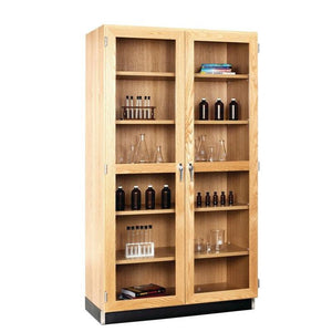 Diversified Spaces Access Tall Cabinet with Glass Doors, Oak