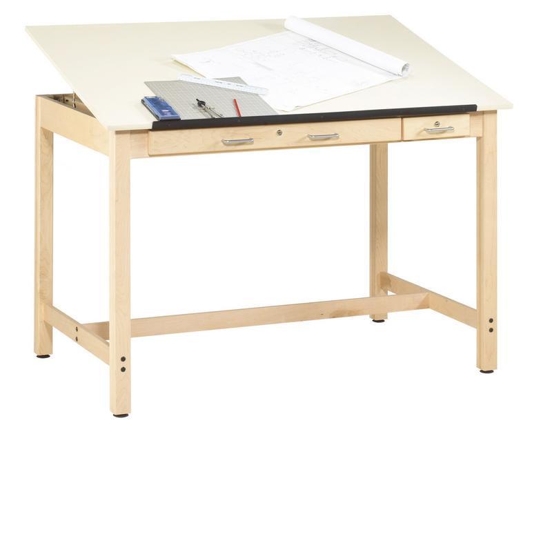 Diversified Spaces Draftsman Instructor Table, 60" W x 37-1/2" D x 36" H, Almond HPL, 2 Drawers