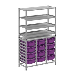 Dynamis High-Density Storage Collection, Tall Fixed Frame Combo Set with 3 Flat Shelves and 12 Deep Trays, FREE SHIPPING