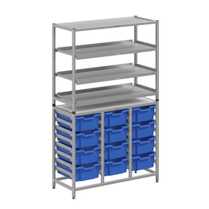 Dynamis High-Density Storage Collection, Tall Fixed Frame Combo Set with 3 Flat Shelves and 12 Deep Trays, FREE SHIPPING