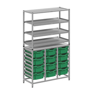 Dynamis High-Density Storage Collection, Tall Fixed Frame Combo Set with 3 Flat Shelves and 12 Deep Trays, FREE SHIPPING