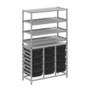 Dynamis High-Density Storage Collection, Tall Fixed Frame Combo Set with 3 Flat Shelves and 12 Deep Trays, FREE SHIPPING