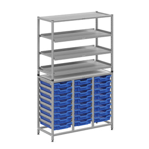 Dynamis High-Density Storage Collection, Tall Fixed Frame Combo Set with 3 Flat Shelves and 24 Shallow Trays, FREE SHIPPING