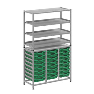 Dynamis High-Density Storage Collection, Tall Fixed Frame Combo Set with 3 Flat Shelves and 24 Shallow Trays, FREE SHIPPING