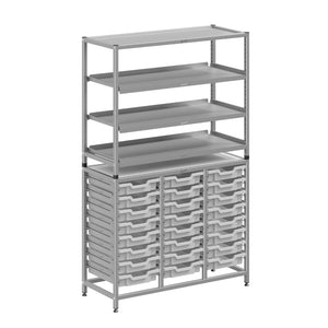 Dynamis High-Density Storage Collection, Tall Fixed Frame Combo Set with 3 Flat Shelves and 24 Shallow Trays, FREE SHIPPING