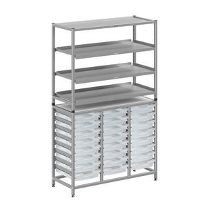 Dynamis High-Density Storage Collection, Tall Fixed Frame Combo Set with 3 Flat Shelves and 24 Shallow Trays, FREE SHIPPING