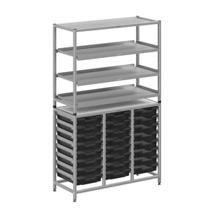 Dynamis High-Density Storage Collection, Tall Fixed Frame Combo Set with 3 Flat Shelves and 24 Shallow Trays, FREE SHIPPING