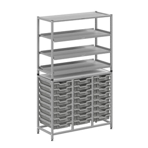 Dynamis High-Density Storage Collection, Tall Fixed Frame Combo Set with 3 Flat Shelves and 24 Shallow Trays, FREE SHIPPING