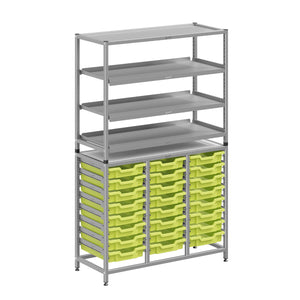 Dynamis High-Density Storage Collection, Tall Fixed Frame Combo Set with 3 Flat Shelves and 24 Shallow Trays, FREE SHIPPING