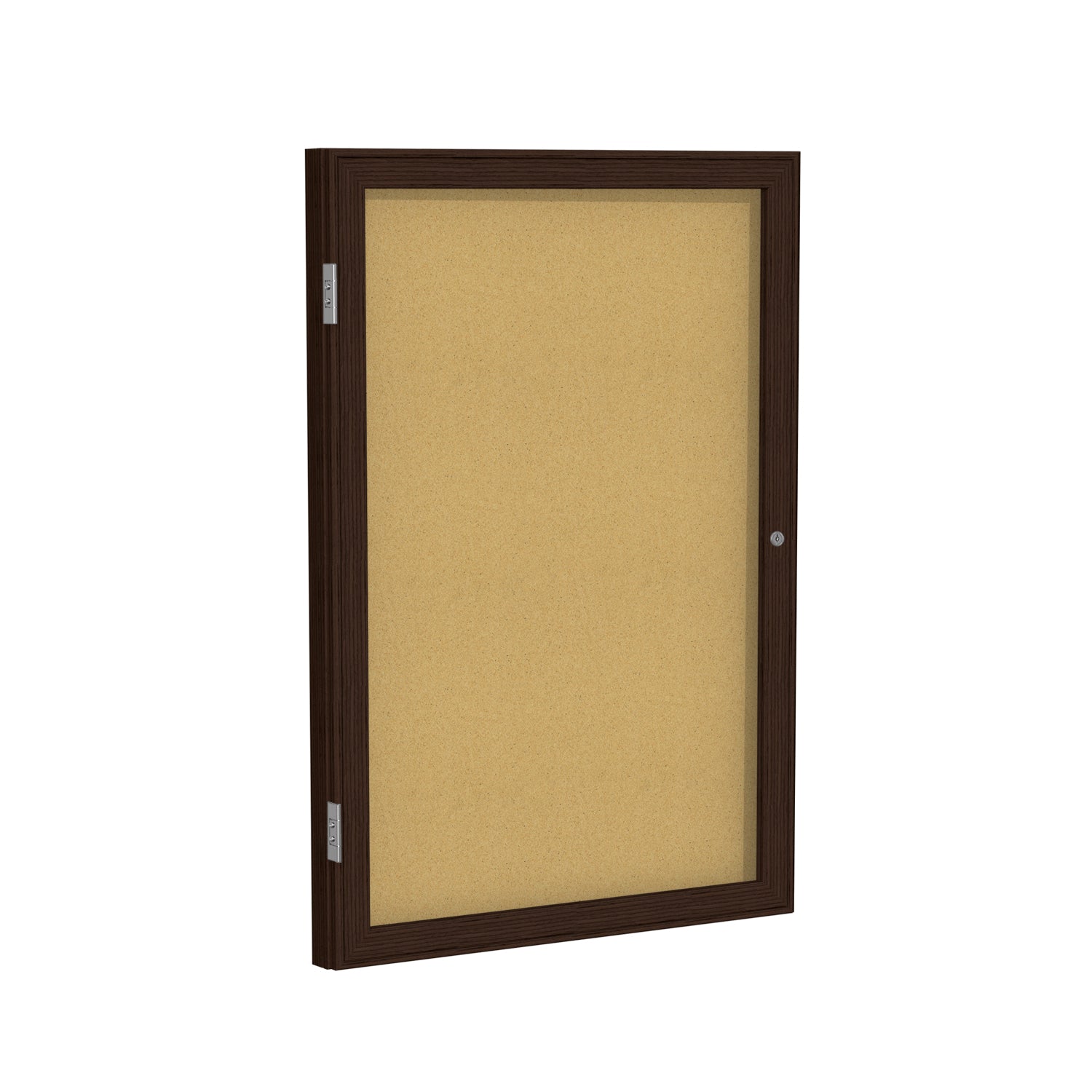 Ghent Enclosed Natural Cork Bulletin Board with Walnut Wood Frame