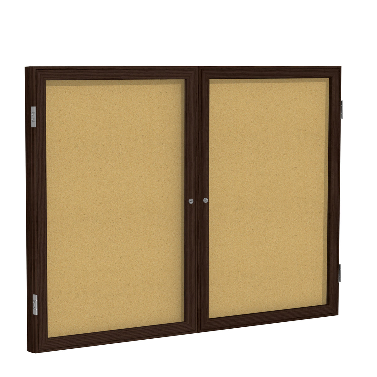 Ghent Enclosed Natural Cork Bulletin Board with Walnut Wood Frame