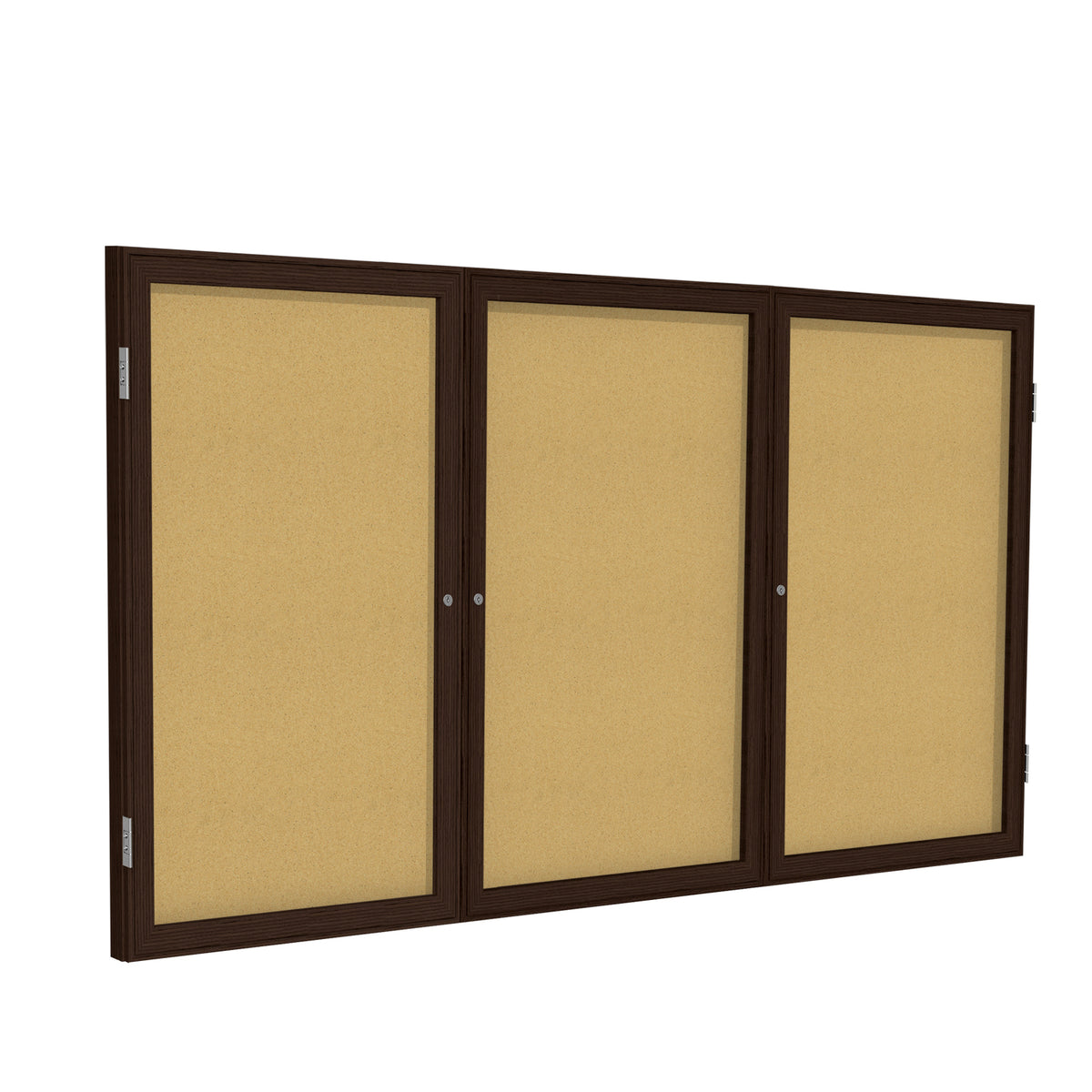 Ghent Enclosed Natural Cork Bulletin Board with Walnut Wood Frame