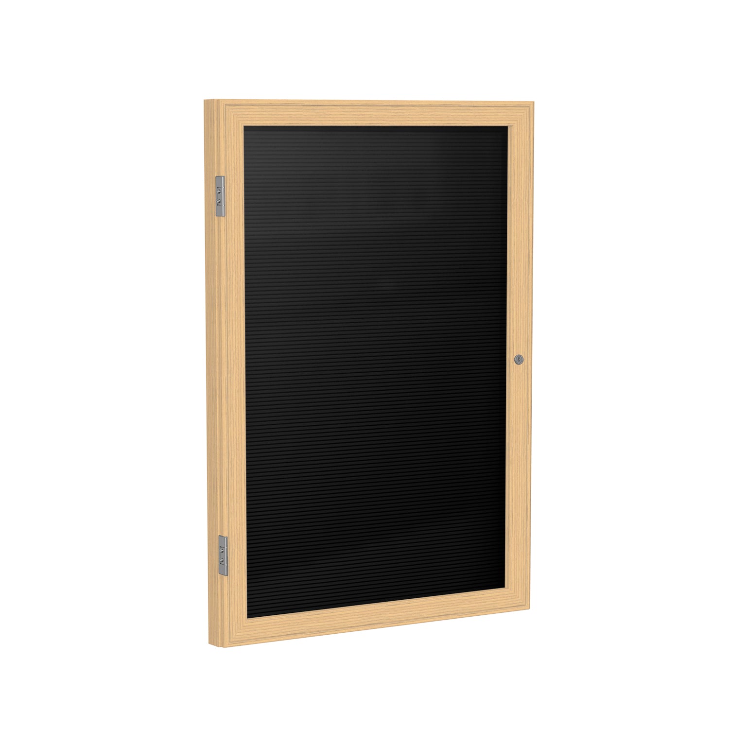 Enclosed Black Flannel Letterboard with Oak Wood Frame