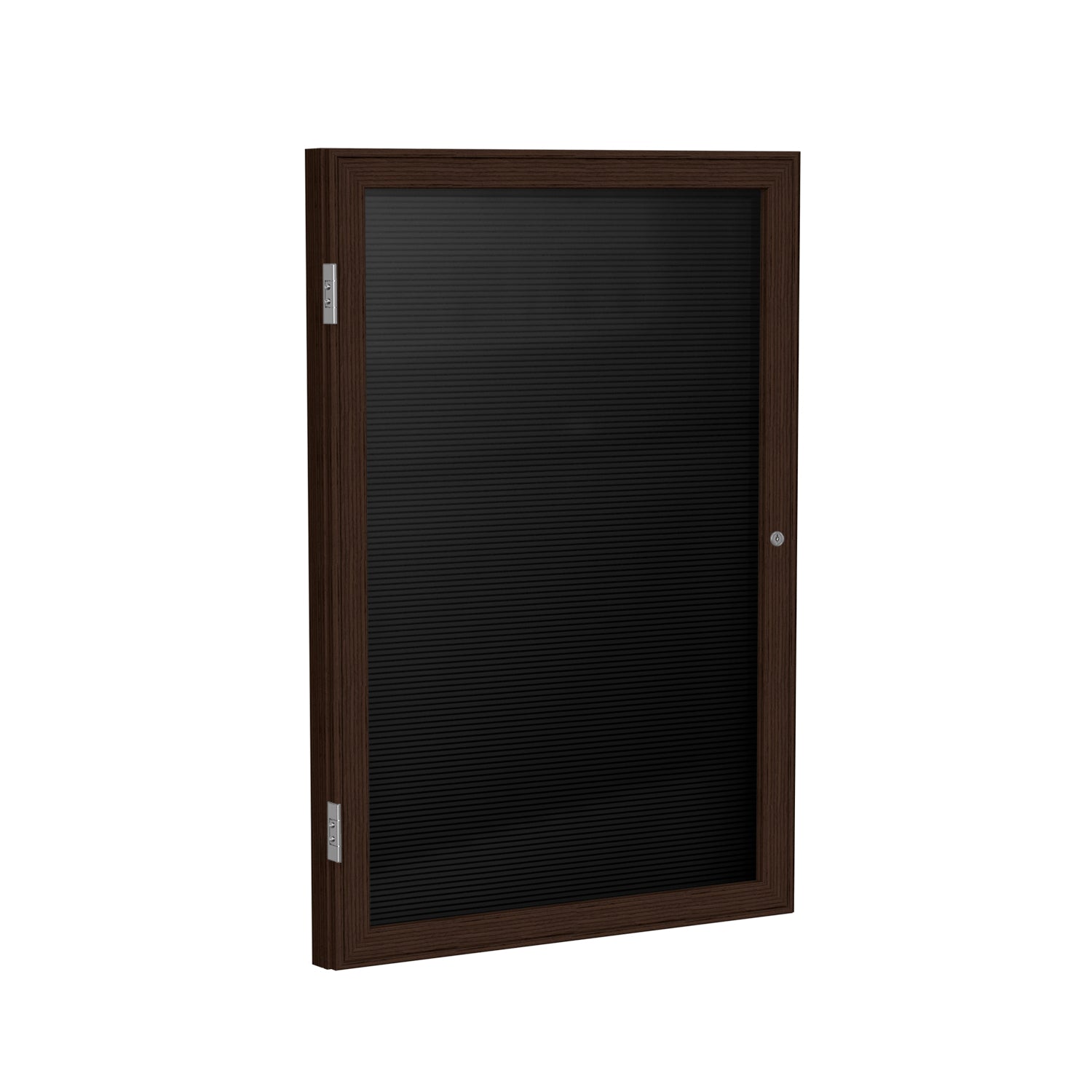 Enclosed Black Flannel Letterboard with Walnut Wood Frame