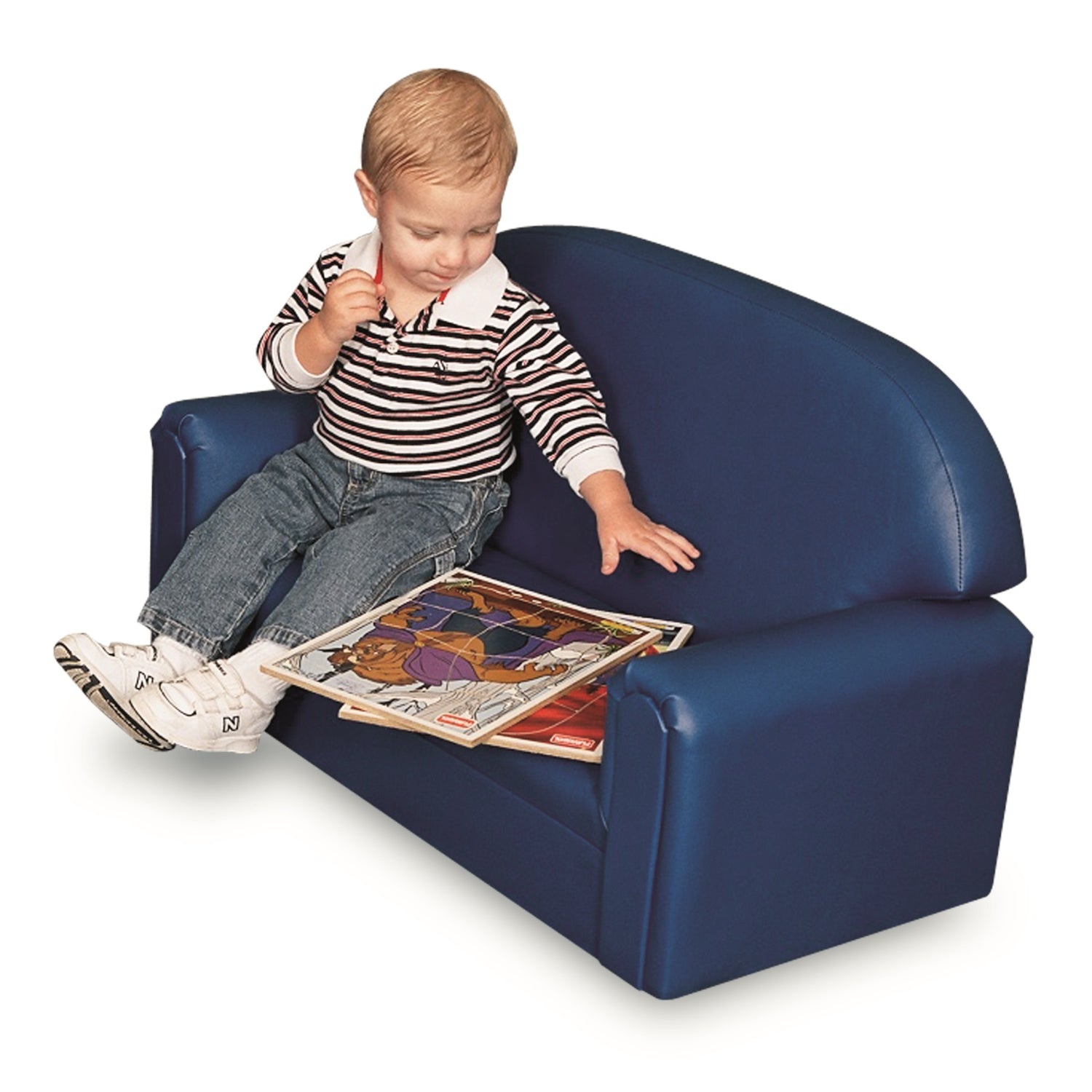 Brand New World "Just Like Home" Infant Toddler Sofa, Blue Premium Vinyl Upholstery