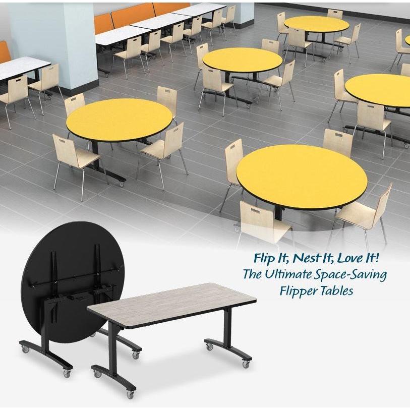 Square Mobile Nesting Flipper Table, 48" x 48", MDF Core, High Pressure Laminate Top with ProtectEdge