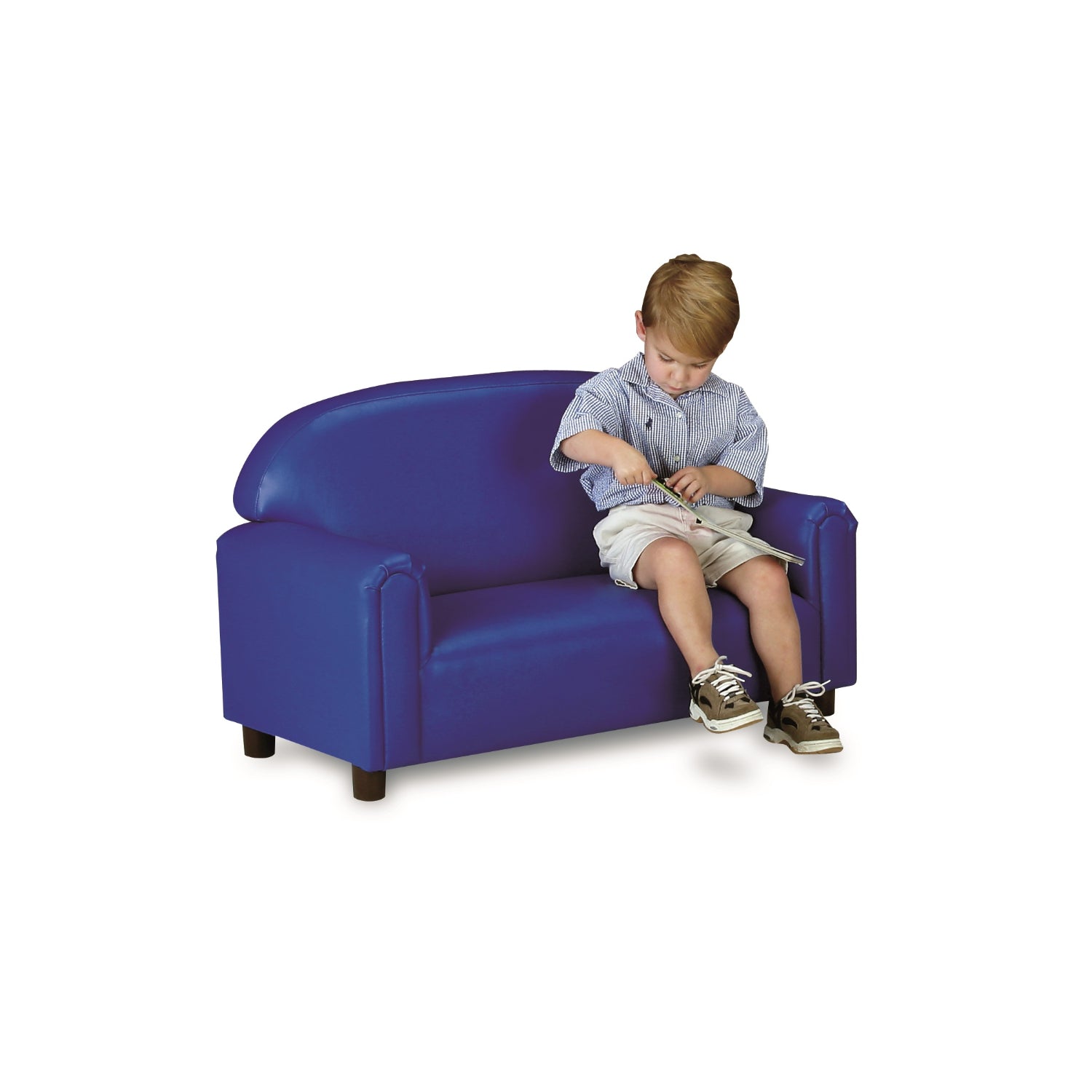 Brand New World "Just Like Home" Prechool Sofa, Blue Premium Vinyl Upholstery