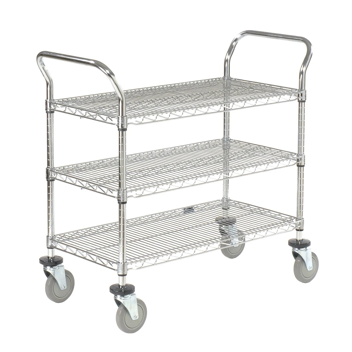 Global Industrial Wire Utility Cart with Polyurethane Casters, 3 Shelf, 18"W x 36"L x 39"H