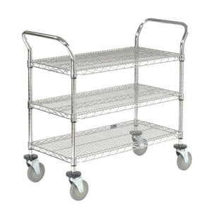 Global Industrial Wire Utility Cart with Polyurethane Casters, 3 Shelf, 24"W x 36"L x 39"H