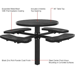 Global Industrial In-Ground Mount Picnic Table, 46" Round